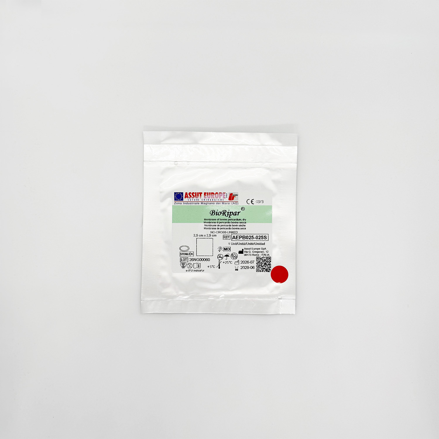 BIORIPAR MEMBR BOVINE PERIC DRY 25 x 25 x 0,2mm, 6 AD